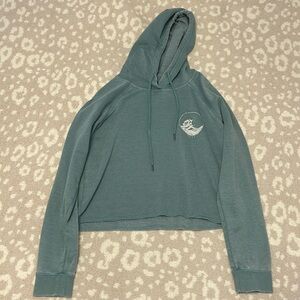 roxy teal cropped wave hoodie